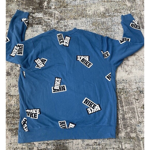 Nike Sports Essentialls All Over Sticker Print Sweatshirt Mens XL Blue - Picture 2 of 6